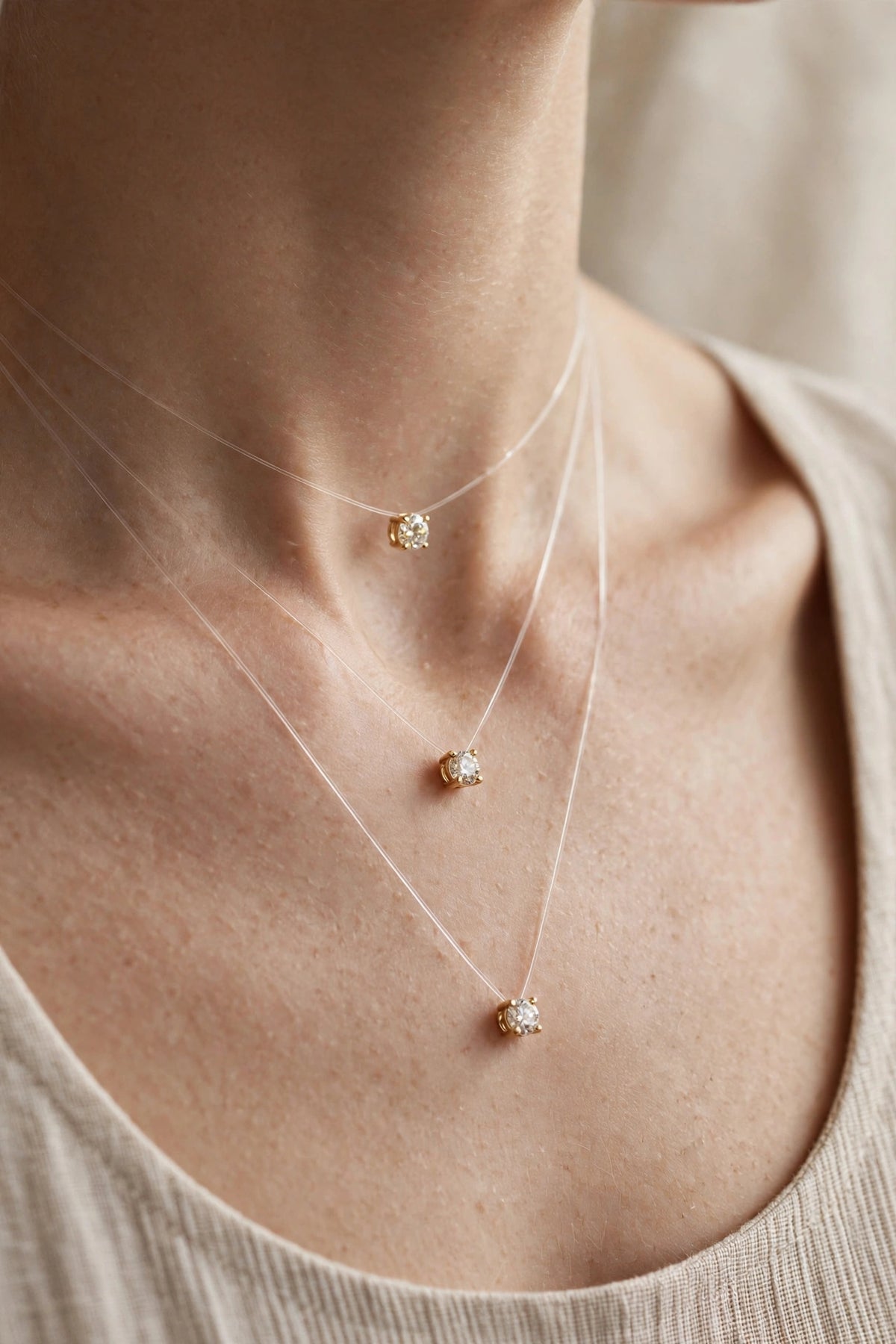 Collana punto luce filo invisibile