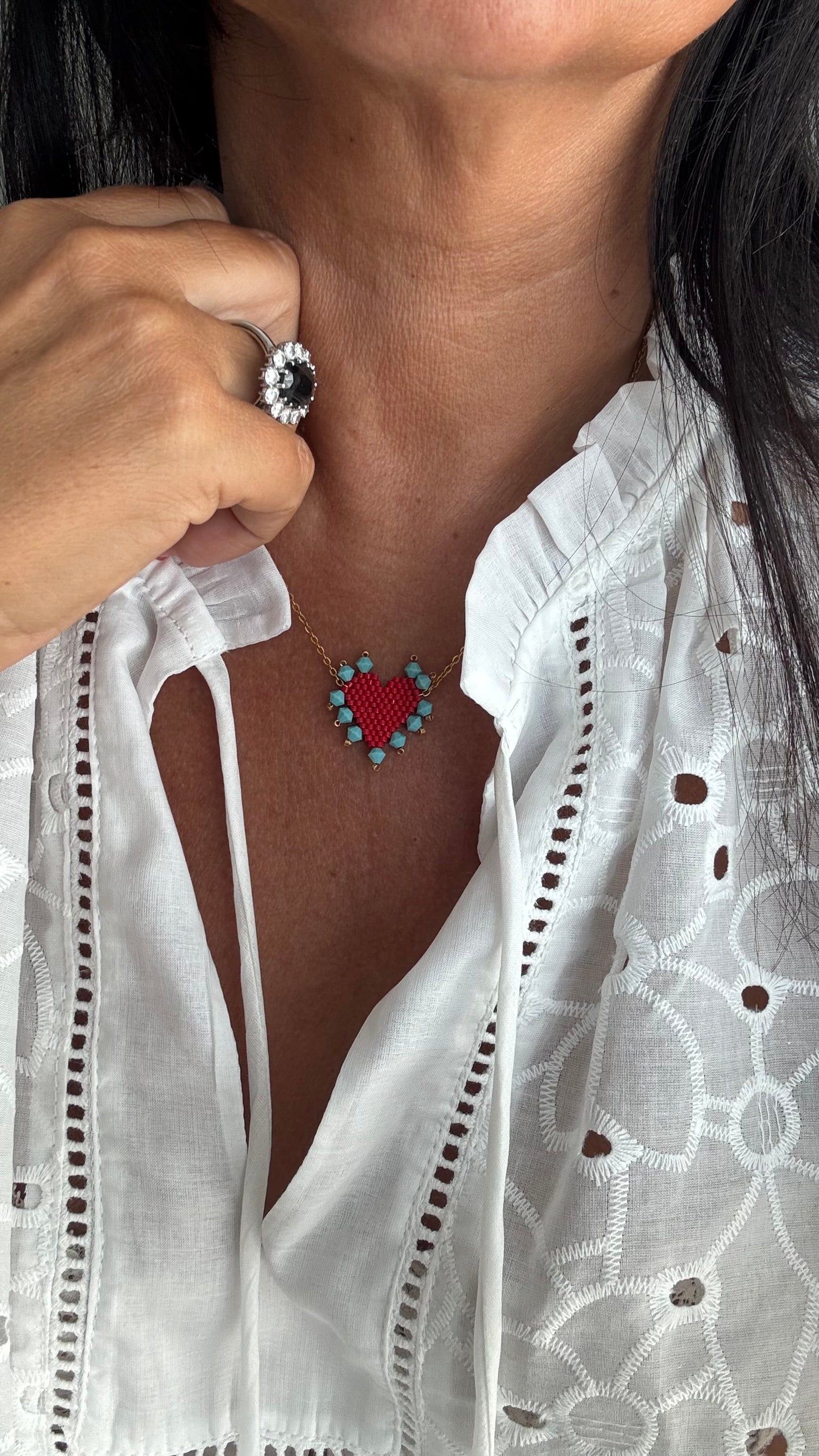 Cuore miyuki turquoise in the heart