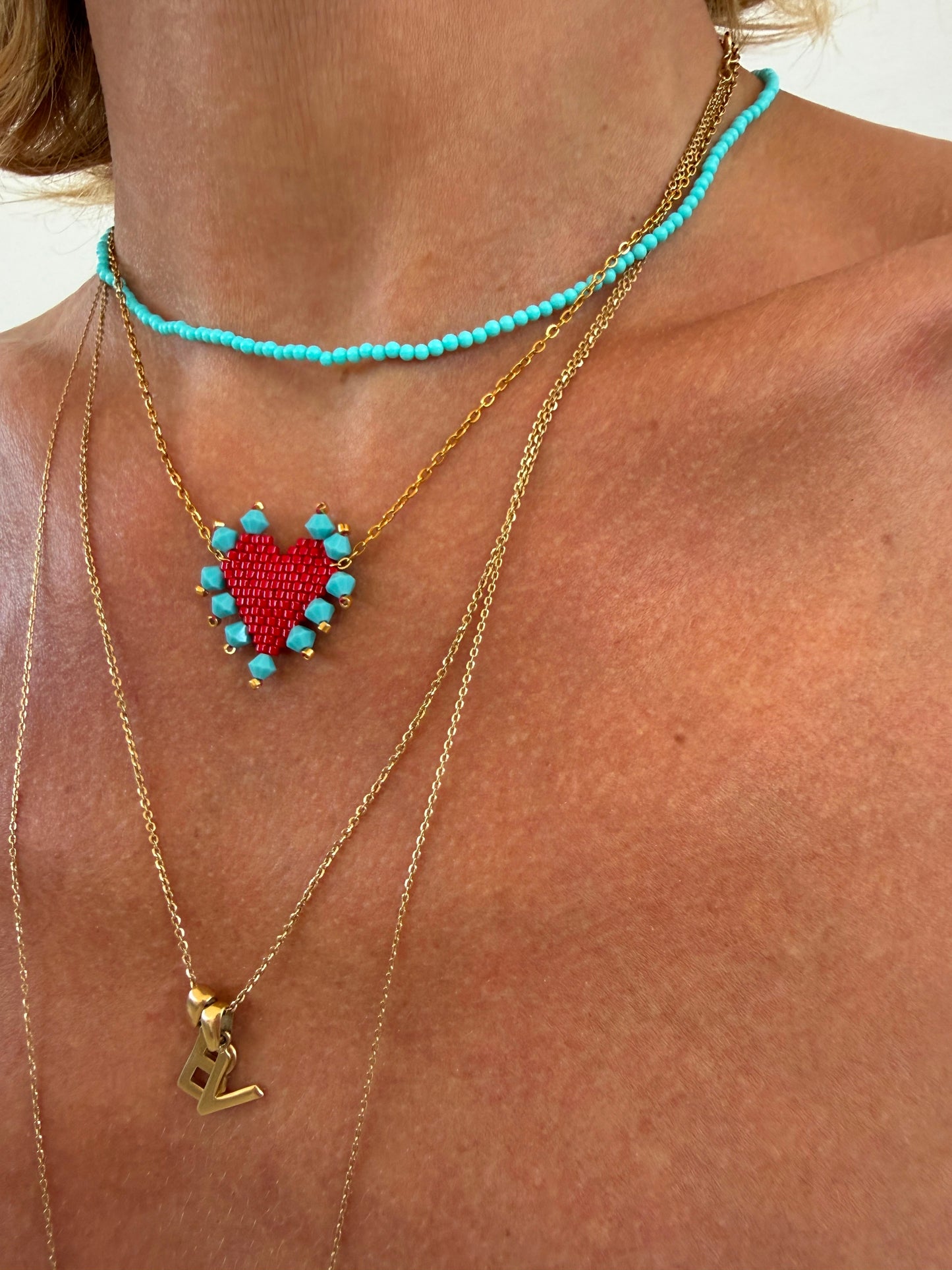 Cuore miyuki turquoise in the heart