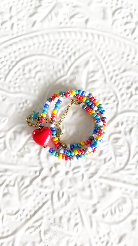 Collana rainbow heart