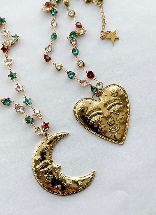 Collana apriti cuore colored crystals