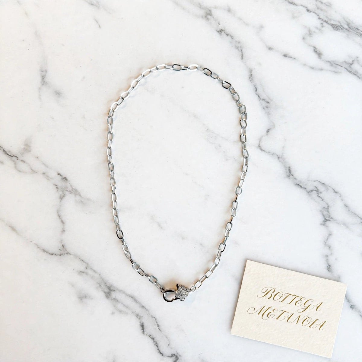 Base collana girocollo ovalina silver moschettone chic