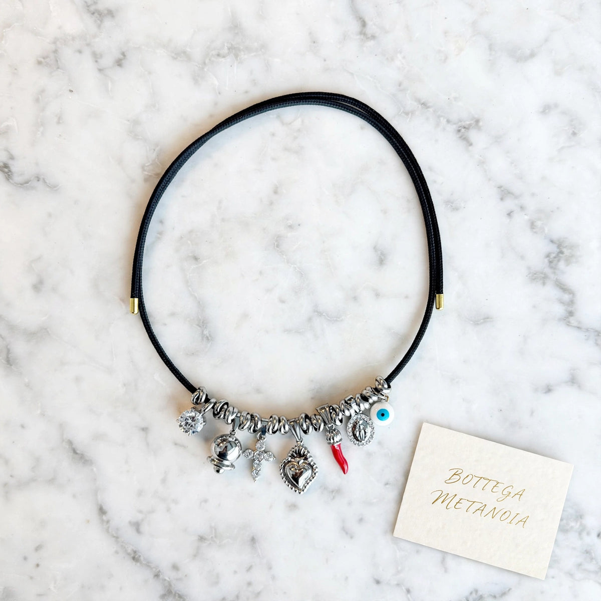 Collana magnetica black amuleti buona suerte silver