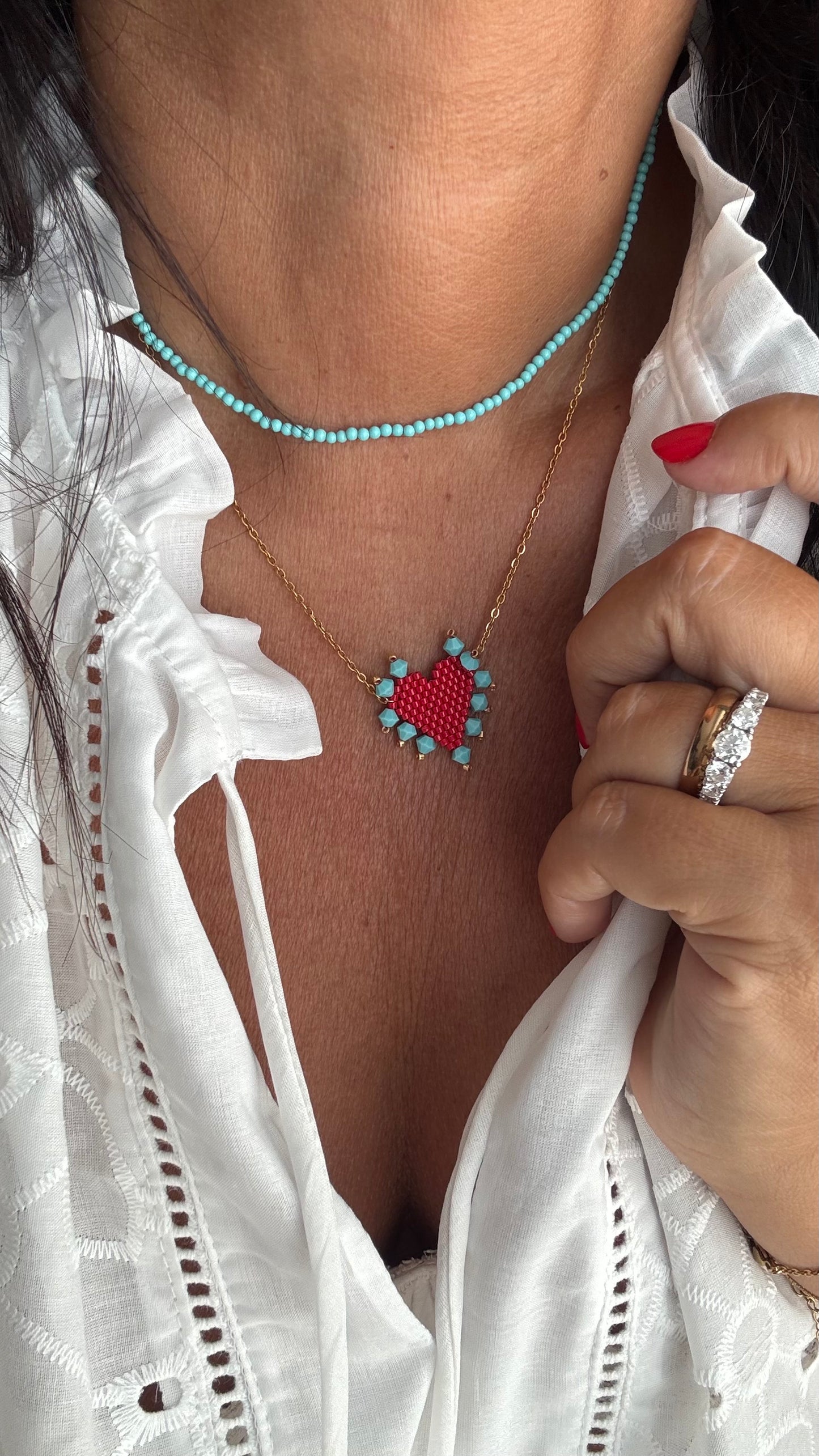 Cuore miyuki turquoise in the heart