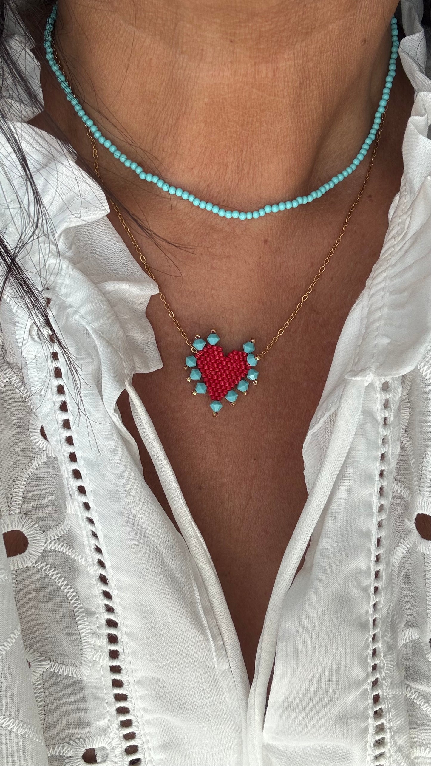 Cuore miyuki turquoise in the heart