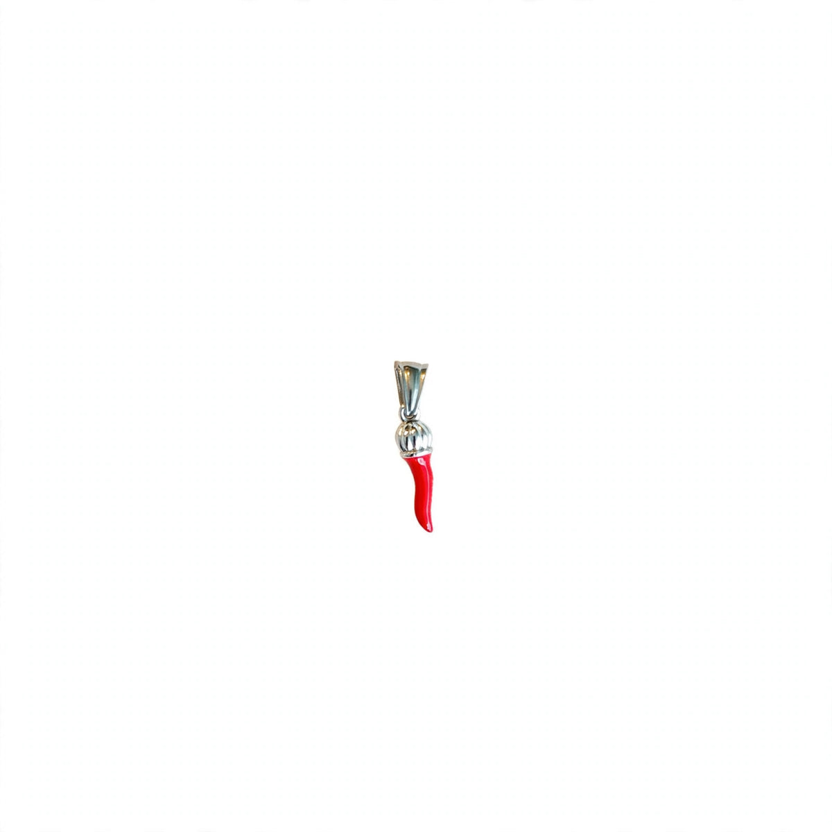 Ciondolo cornino rosso porta fortuna silver